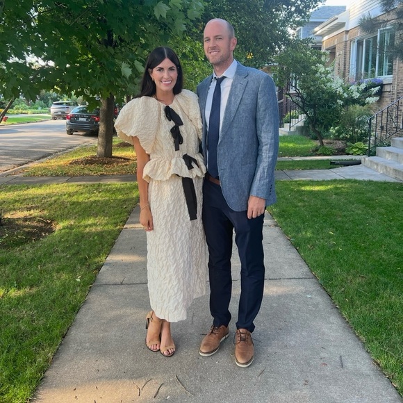 Ulla Jonson Sylvie skirt Elegant Cream Dress with Black Bow Accents - Picture 6 of 6